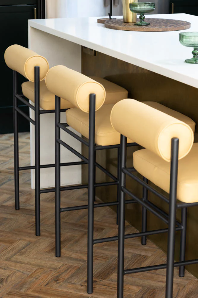 Sand Faux Leather Roll Back Bar Stool - Image 2