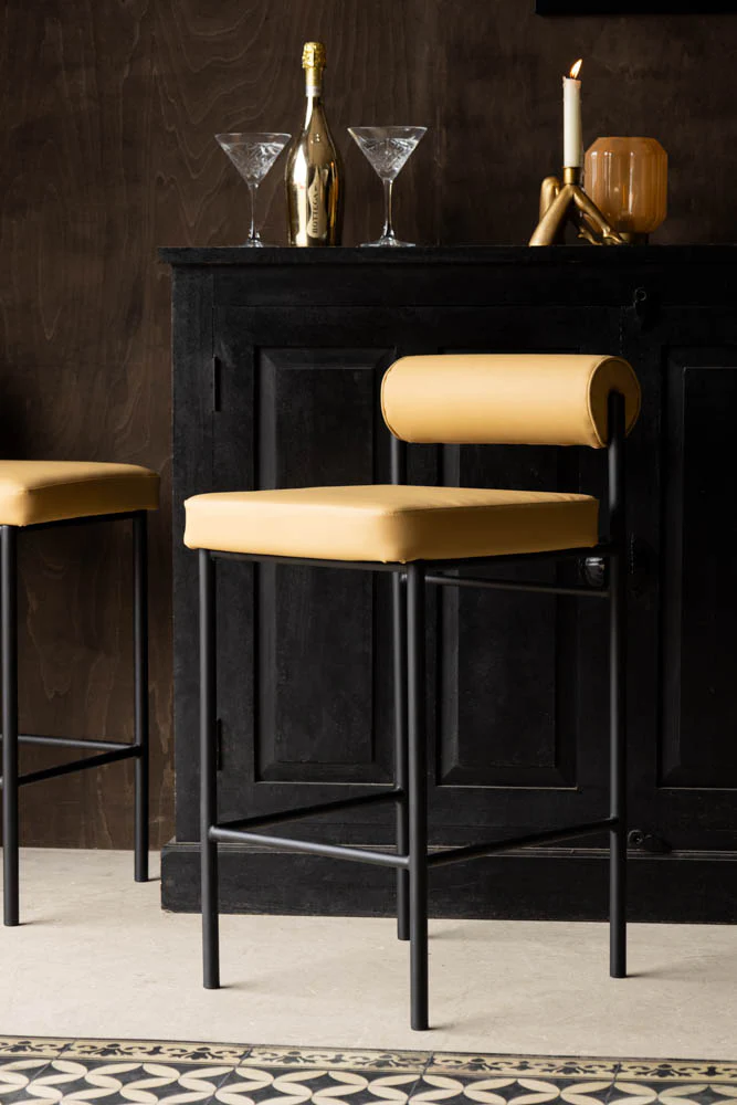 Sand Faux Leather Roll Back Bar Stool - Image 6