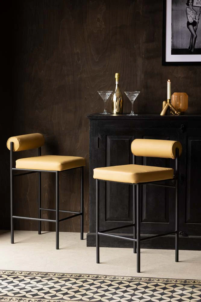 Sand Faux Leather Roll Back Bar Stool - Image 9