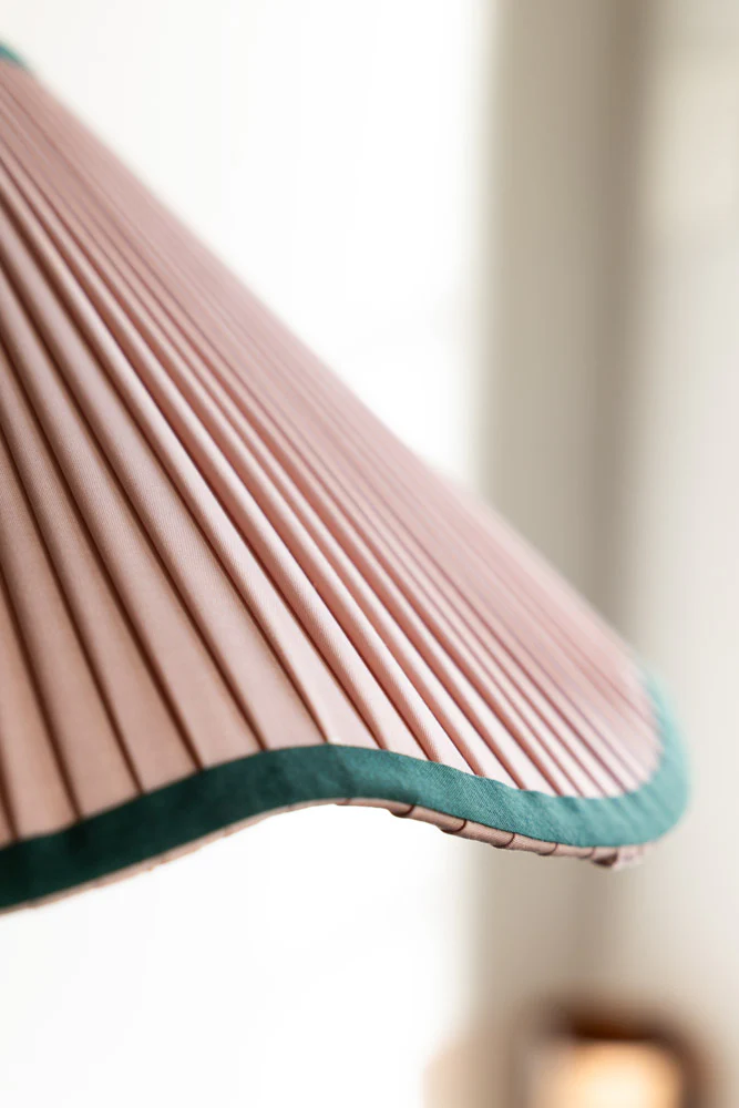Scalloped Pleated Easyfit Ceiling Light Shade - Pink & Green - Image 2