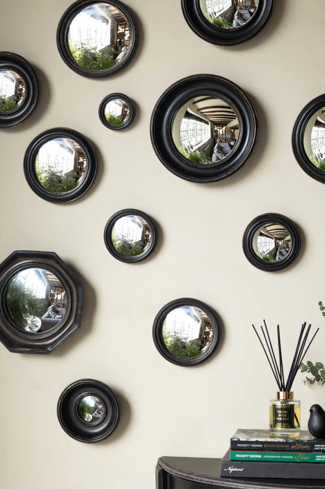 Set of 12 Black Convex Framed Mirrors - Image 2