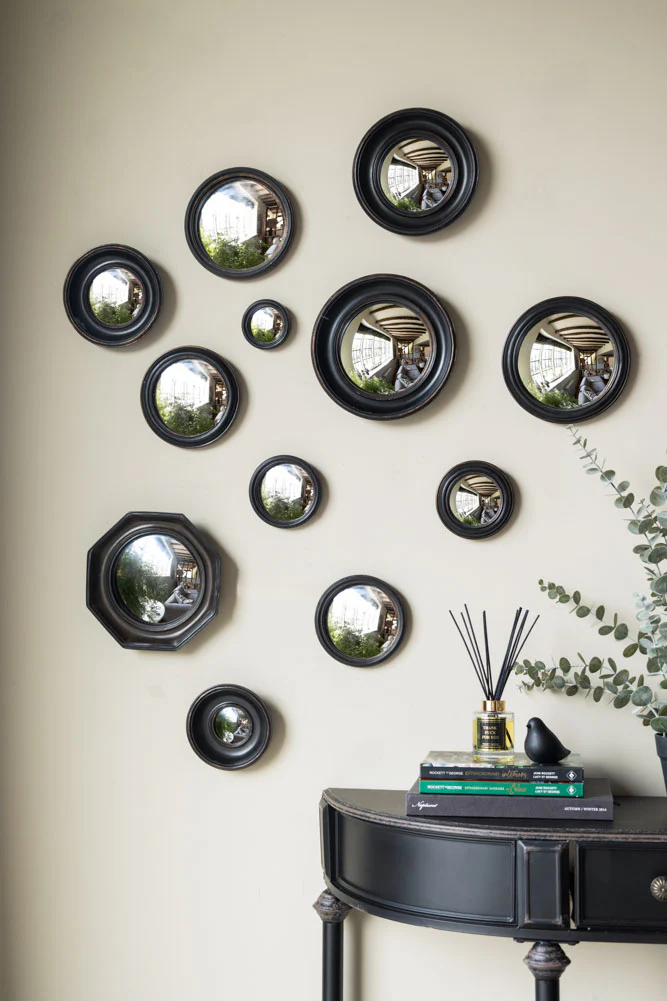 Set of 12 Black Convex Framed Mirrors - Image 3