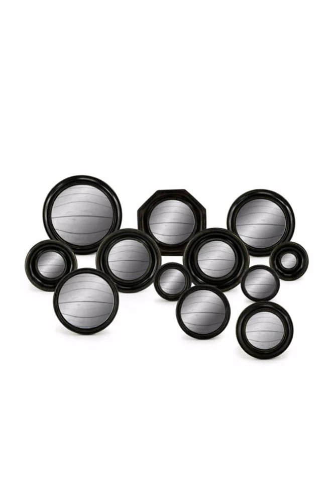 Set of 12 Black Convex Framed Mirrors - Image 7