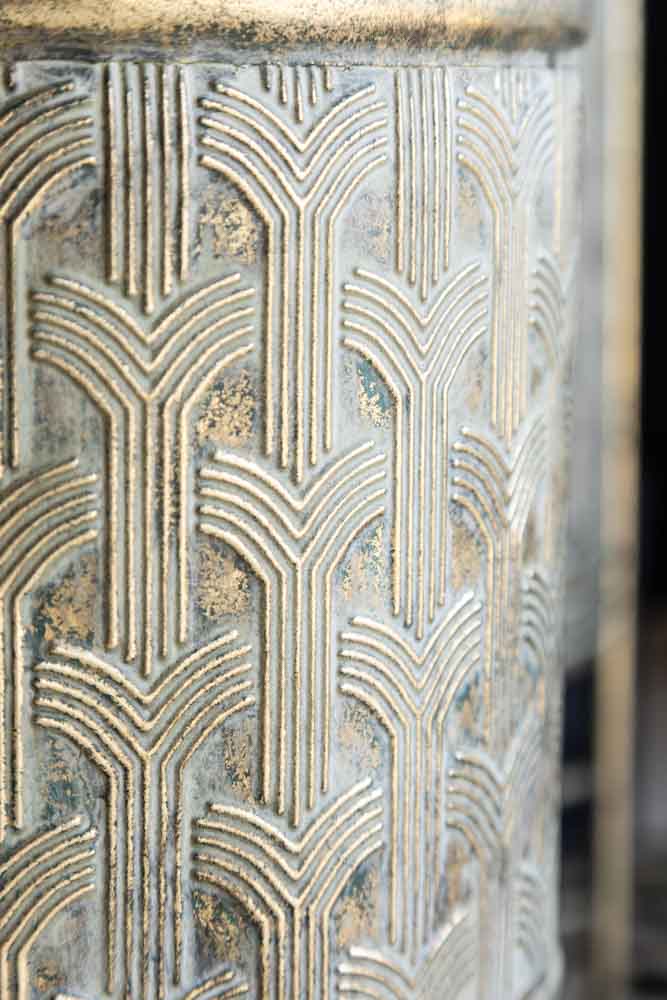 Set Of 2 Antique Gold Patterned Planters - Image 2