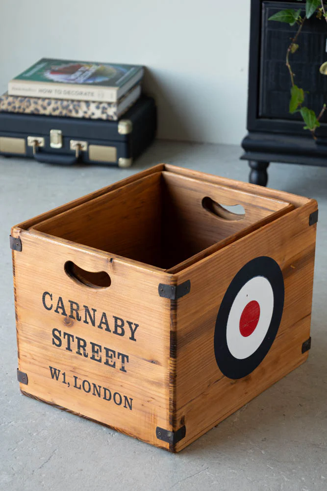 Set of 2 Antiqued Wooden Storage Boxes - Image 8