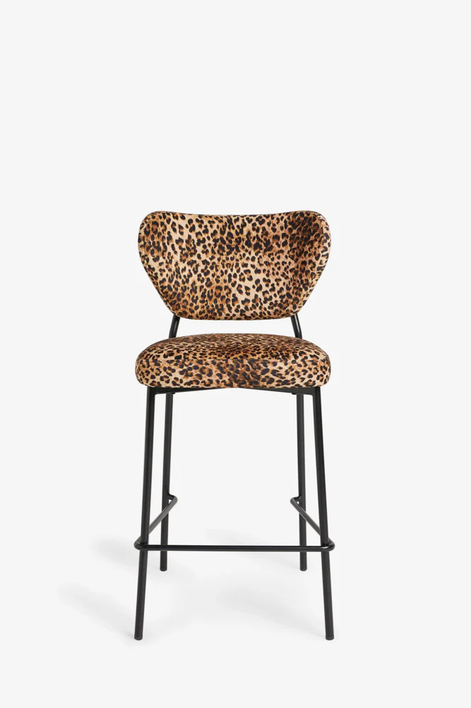Set Of 2 Bar Stools in Leopard Print Velvet - Image 4