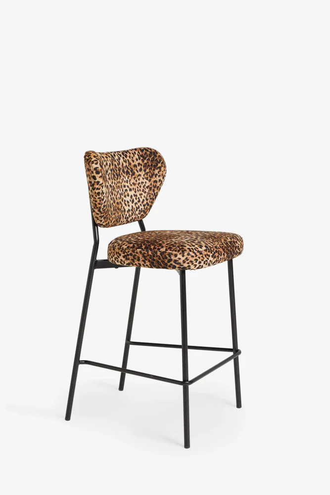 Set Of 2 Bar Stools in Leopard Print Velvet - Image 5