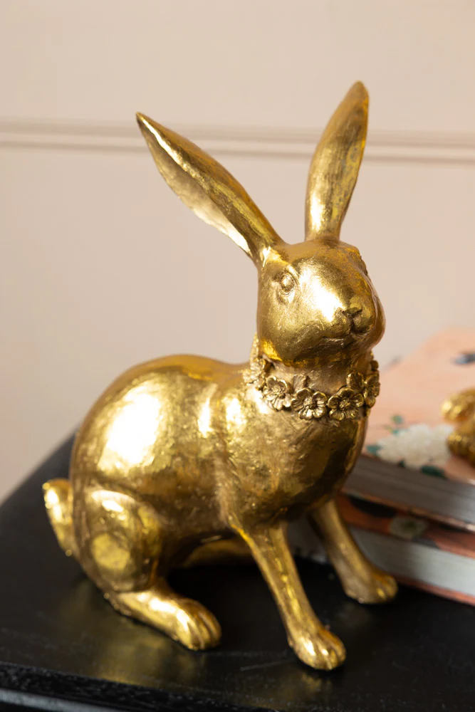Set Of 2 Beautiful Gold Rabbit Ornaments - Image 3