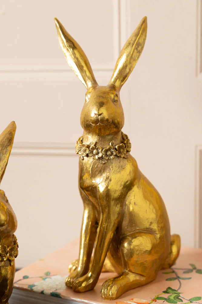 Set Of 2 Beautiful Gold Rabbit Ornaments - Image 4