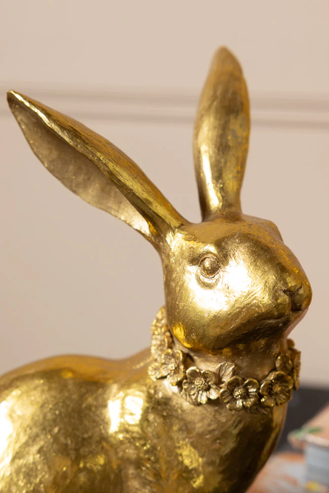 Set Of 2 Beautiful Gold Rabbit Ornaments - Image 5