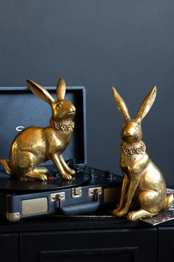 Set Of 2 Beautiful Gold Rabbit Ornaments - Image 8