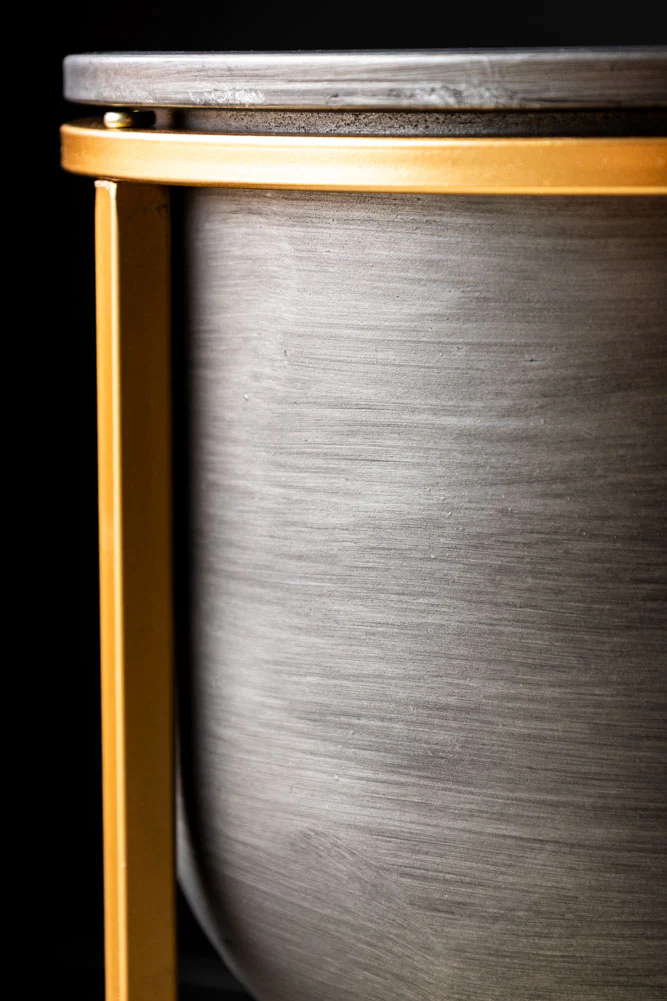 Set of 2 Black Planters With Gold Stand - Image 7