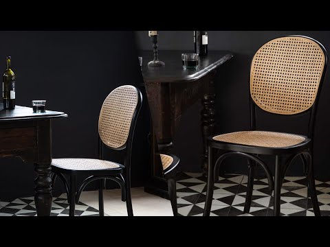 Set of 2 Chez Pitou Wood & Woven Cane Dining Chairs in Black - Image 12