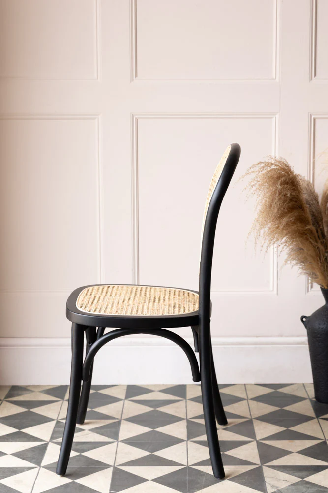 Set of 2 Chez Pitou Wood & Woven Cane Dining Chairs in Black - Image 6