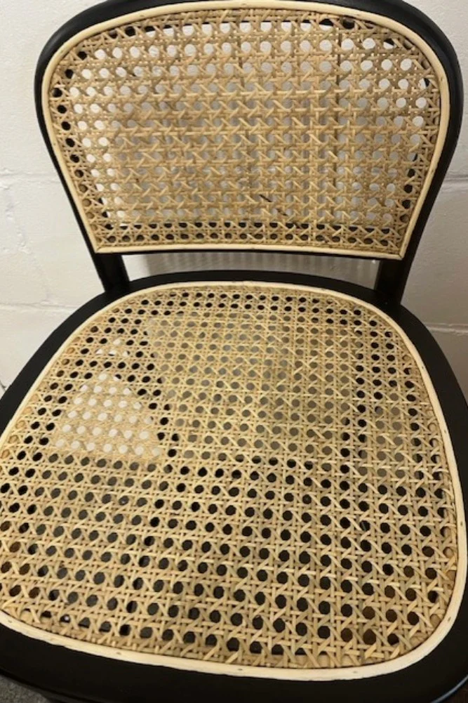 Set of 2 Chez Pitou Wood & Woven Cane Bar Stools in Black - SECONDS - Image 4