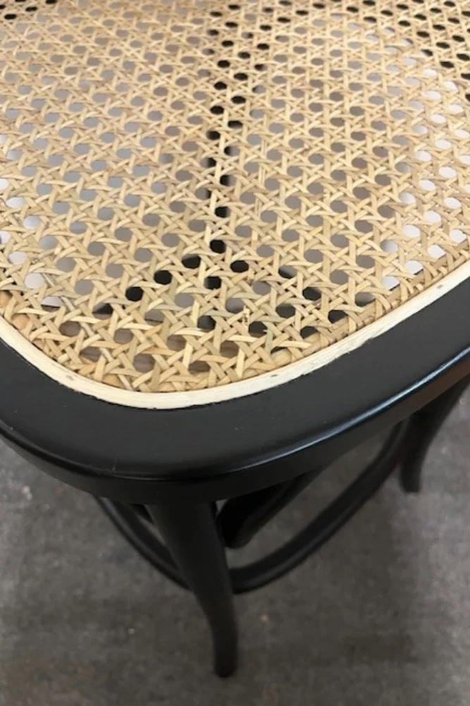 Set of 2 Chez Pitou Wood & Woven Cane Bar Stools in Black - SECONDS - Image 5