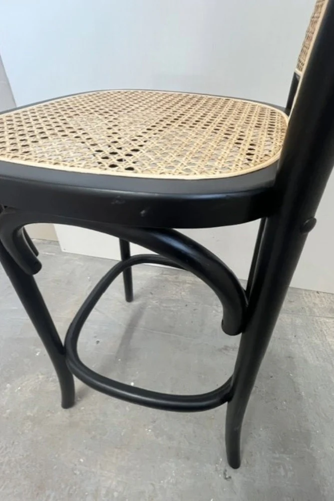 Set of 2 Chez Pitou Wood & Woven Cane Bar Stools in Black - SECONDS - Image 6
