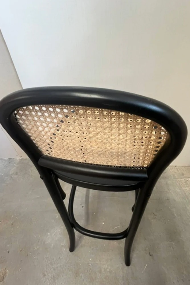 Set of 2 Chez Pitou Wood & Woven Cane Bar Stools in Black - SECONDS - Image 7