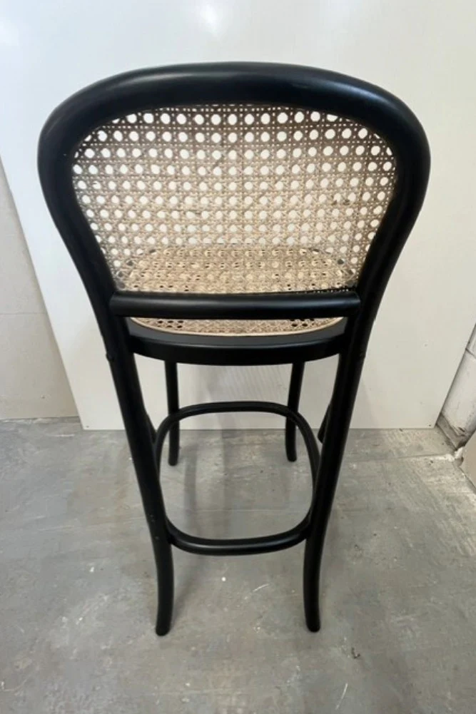 Set of 2 Chez Pitou Wood & Woven Cane Bar Stools in Black - SECONDS - Image 9