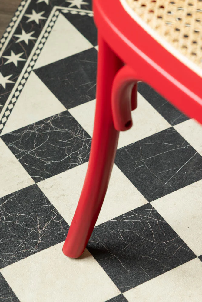 Set of 2 Chez Pitou Wood & Woven Cane Dining Chairs in Red - Image 5