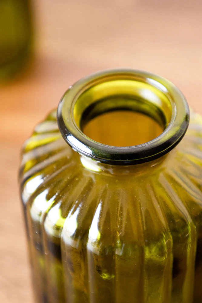 Set of 2 Embossed Glass Bottles in Green - Image 9