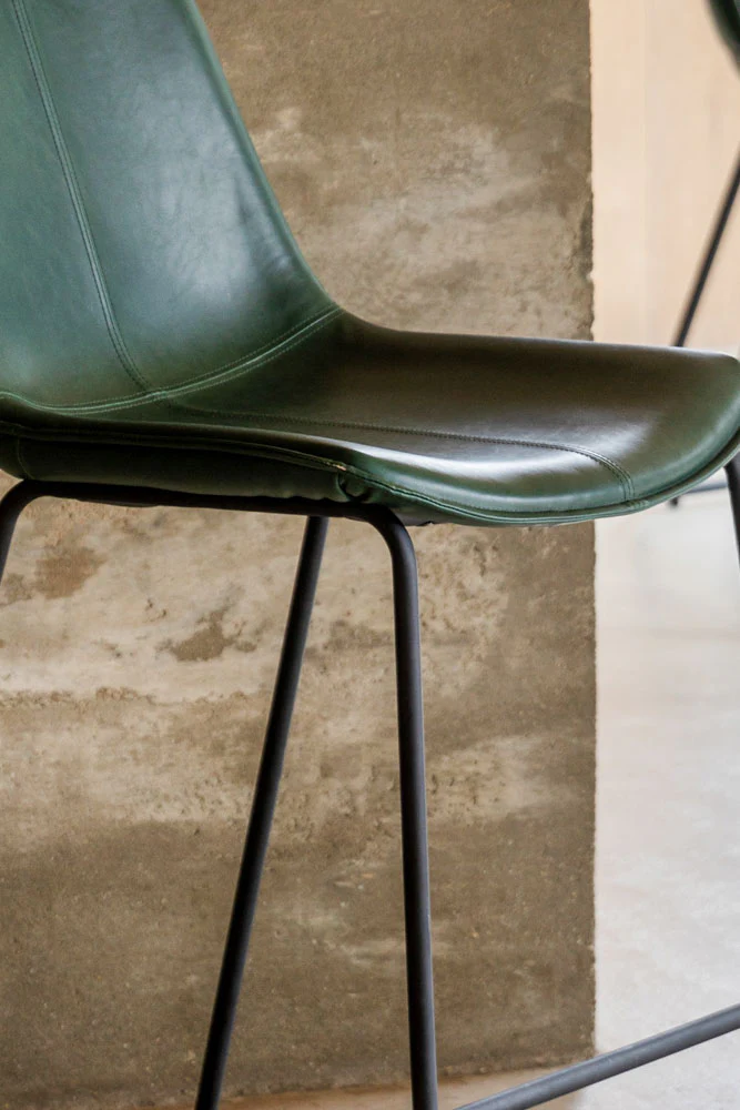 Set of 2 Metal Frame Green Bar Stools - Image 3