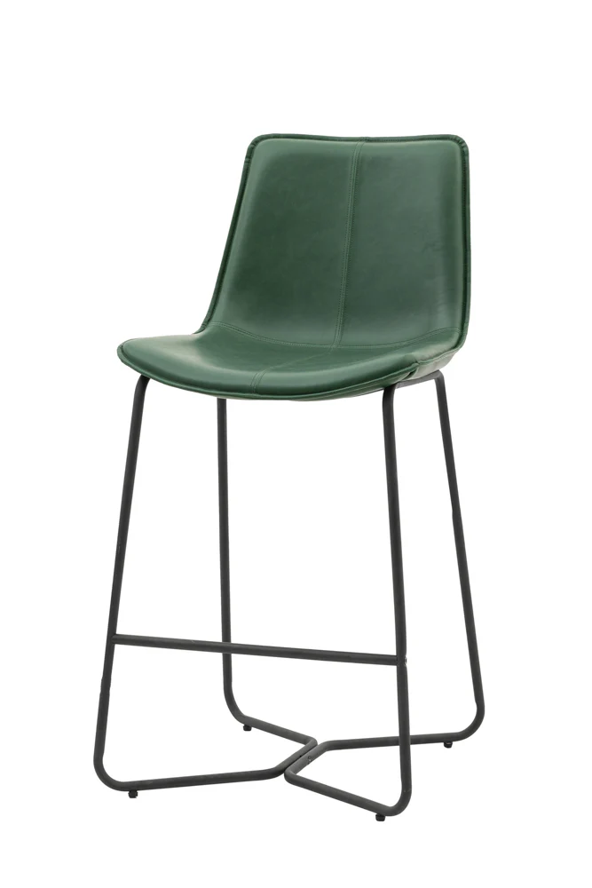 Set of 2 Metal Frame Green Bar Stools - Image 5