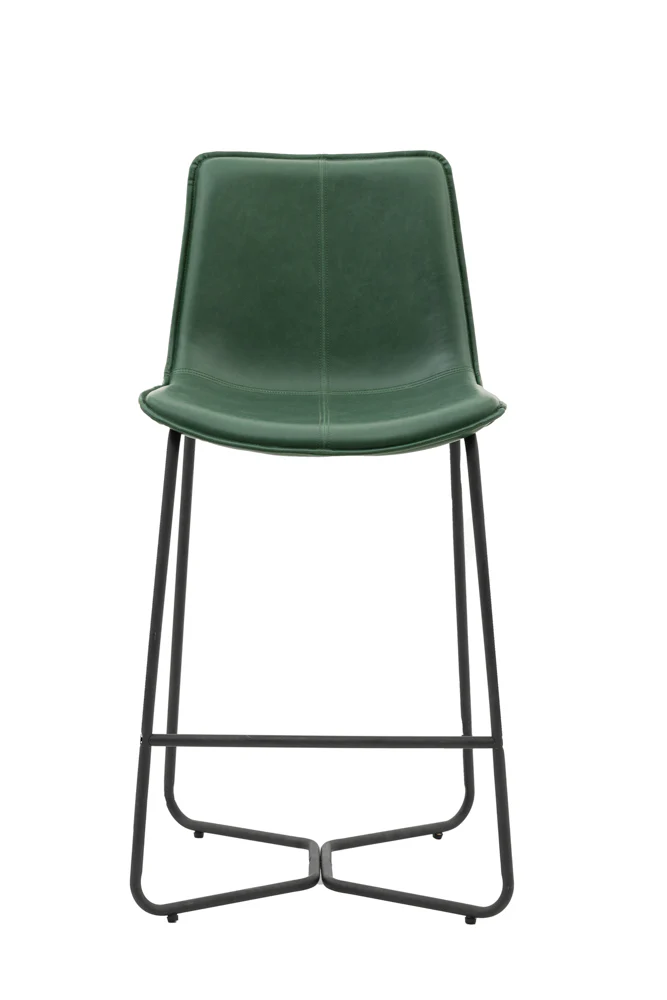 Set of 2 Metal Frame Green Bar Stools - Image 6