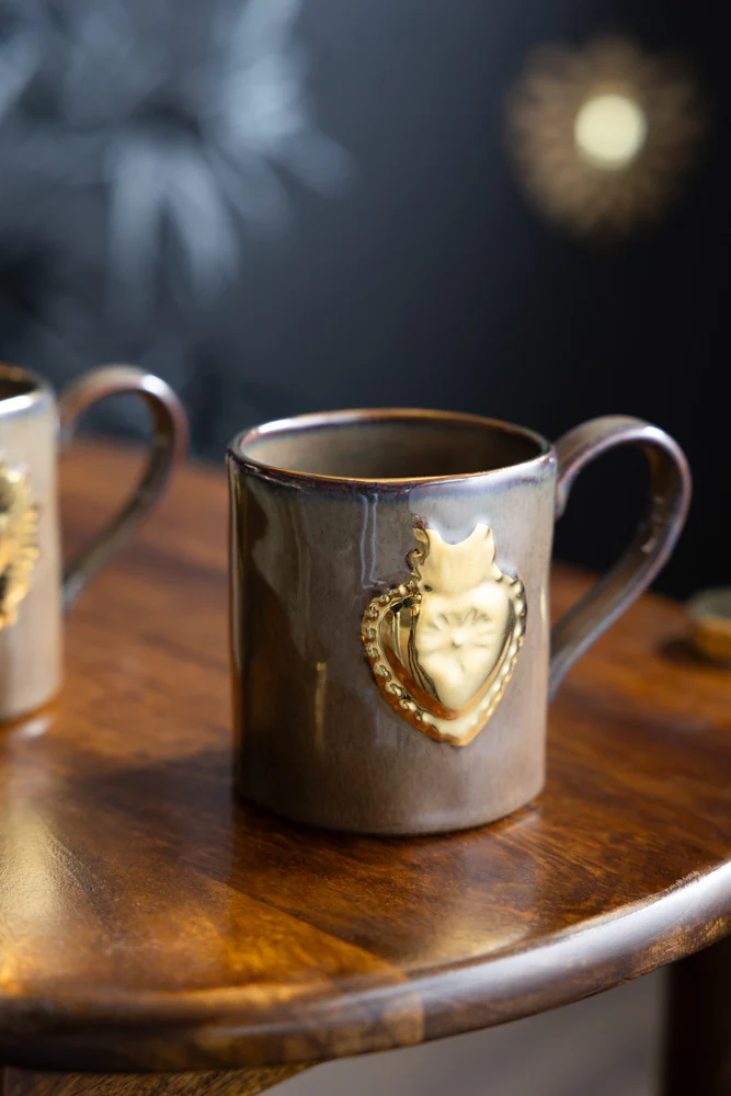 Set of 2 Milagro Heart Glazed Mugs - Image 4