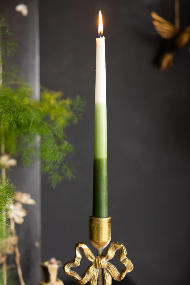 Set of 2 Ombre Green Dinner Candles - Image 3