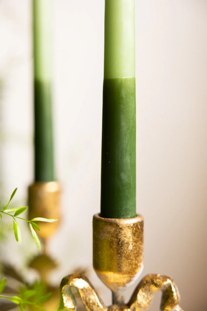 Set of 2 Ombre Green Dinner Candles - Image 4