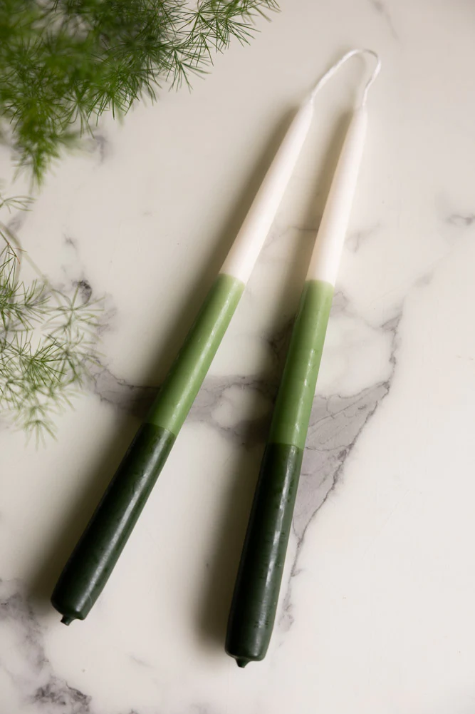 Set of 2 Ombre Green Dinner Candles - Image 5