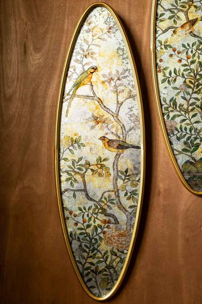 Set Of 2 Oval Chinoiserie Wall Hangings - Image 2