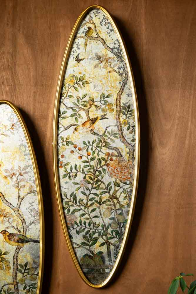 Set Of 2 Oval Chinoiserie Wall Hangings - Image 3