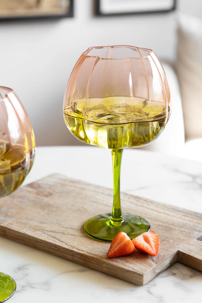 Set of 2 Pink & Green Gin Glasses - Image 5