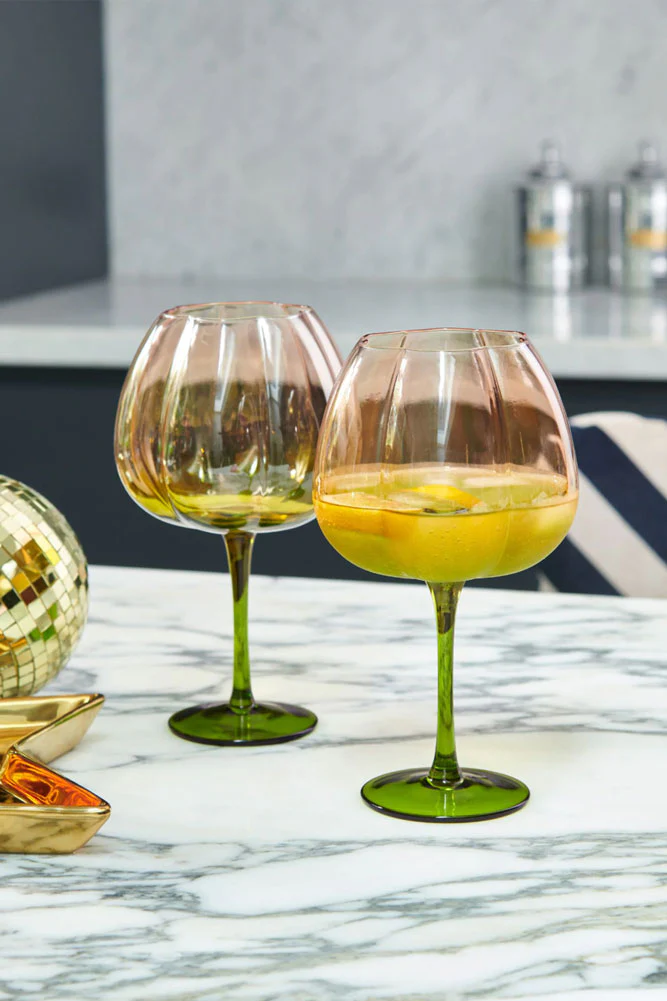 Set of 2 Pink & Green Gin Glasses - Image 7