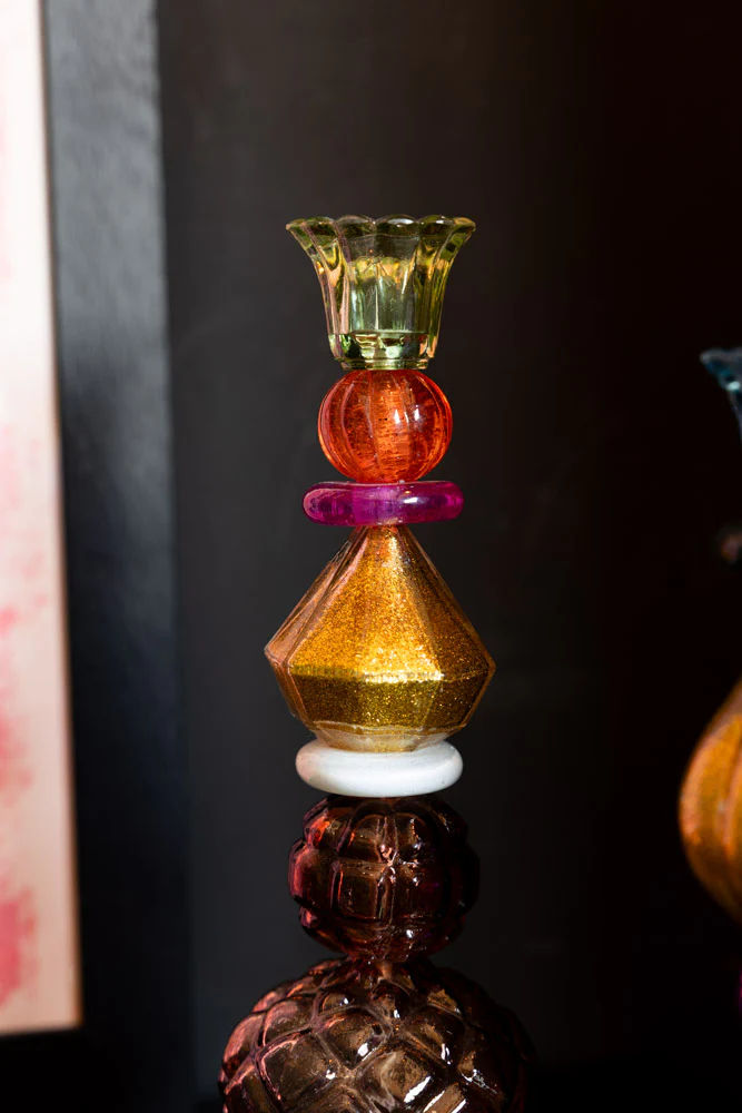 Set Of 2 Quirky Coloured Glass Candlesticks - Image 3