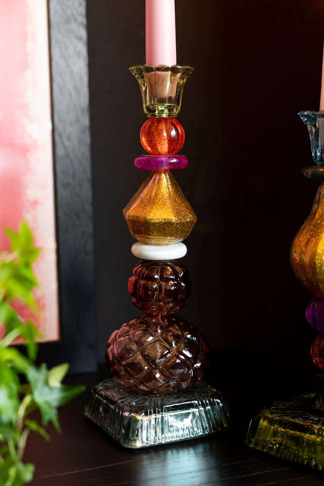Set Of 2 Quirky Coloured Glass Candlesticks - Image 4
