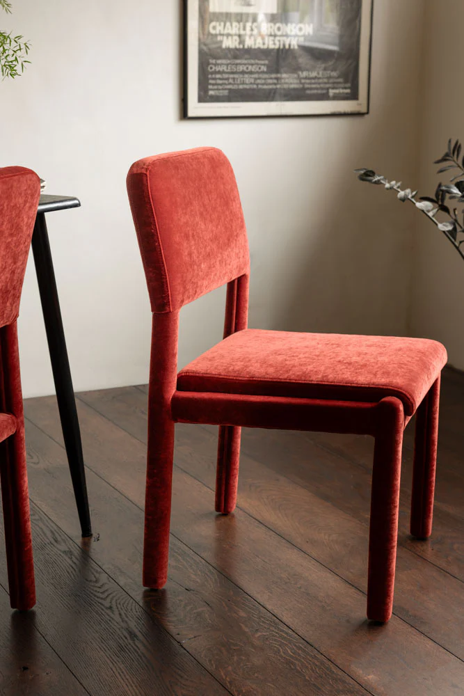 Set of 2 Rust Velvet Dining Chairs - Image 3