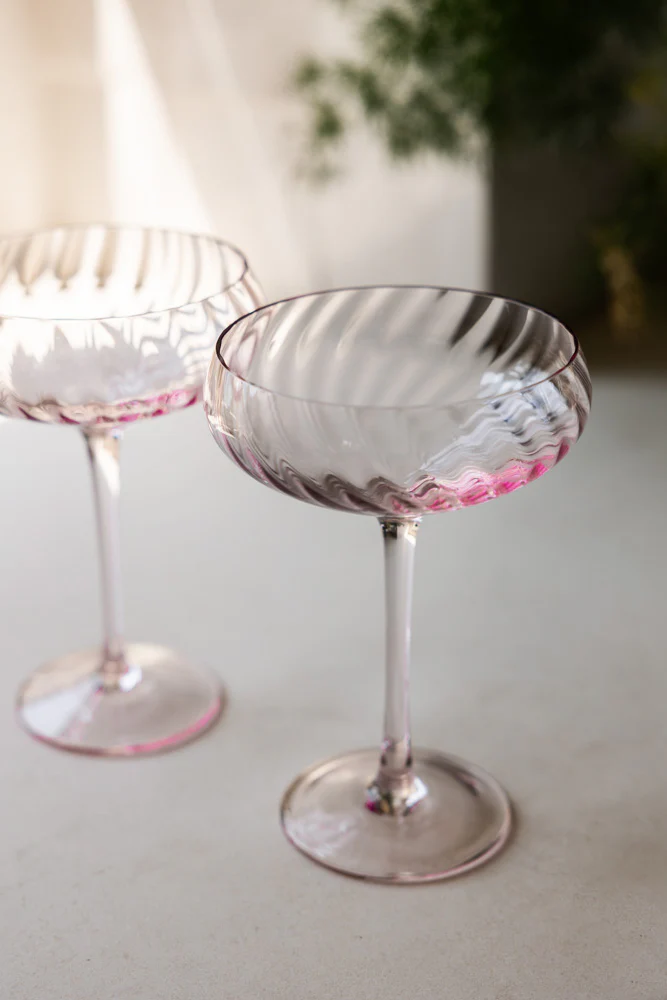 Set of 2 Scalloped Coupe Cocktail Glasses - Image 3