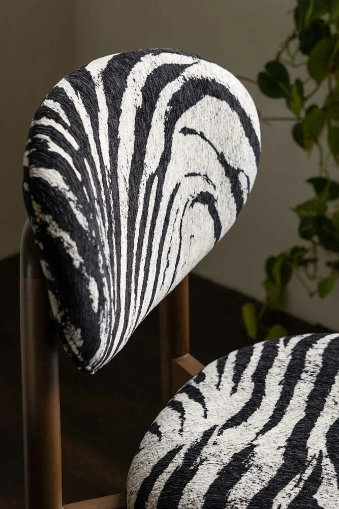 Set of 2 Zebra Print Velvet Dining Chairs - Image 2