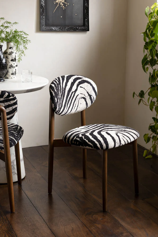 Set of 2 Zebra Print Velvet Dining Chairs - Image 3