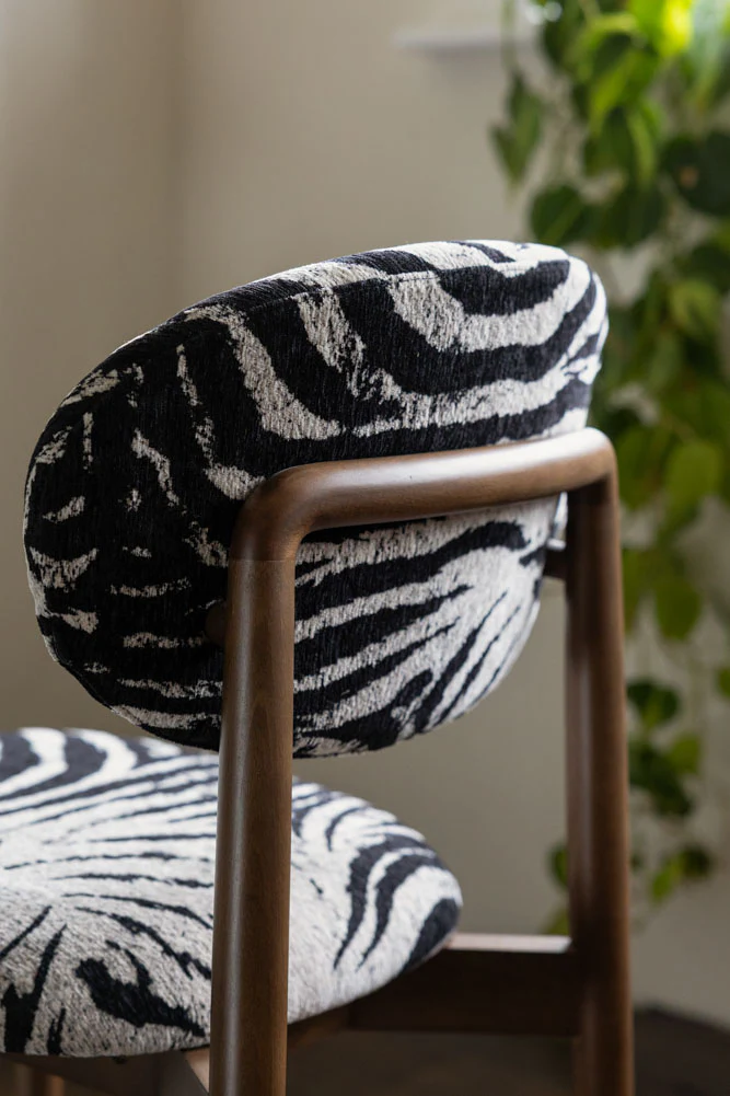 Set of 2 Zebra Print Velvet Dining Chairs - Image 5