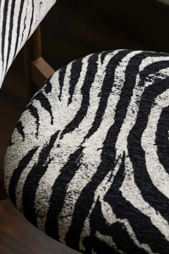 Set of 2 Zebra Print Velvet Dining Chairs - Image 6