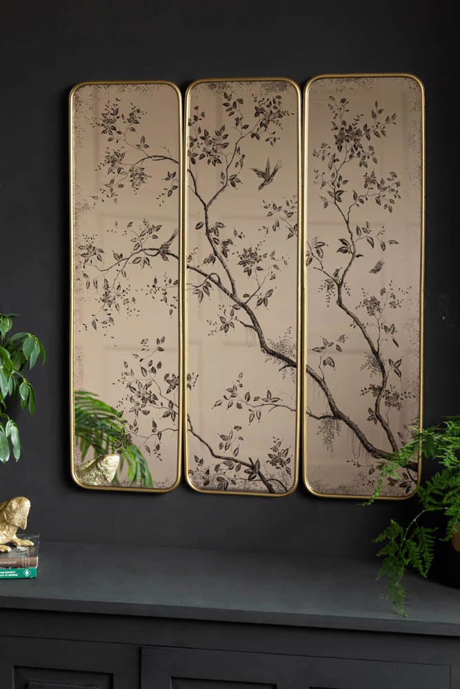 Set Of 3 Chinoiserie Decorative Mirrors