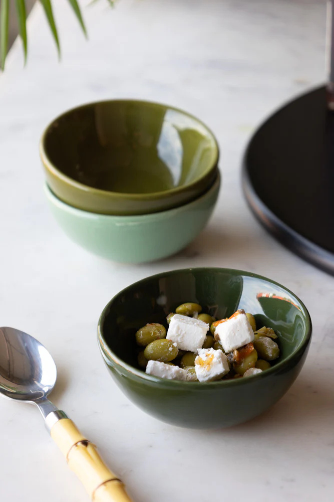Set of 3 Green Ceramic Dipping Bowls