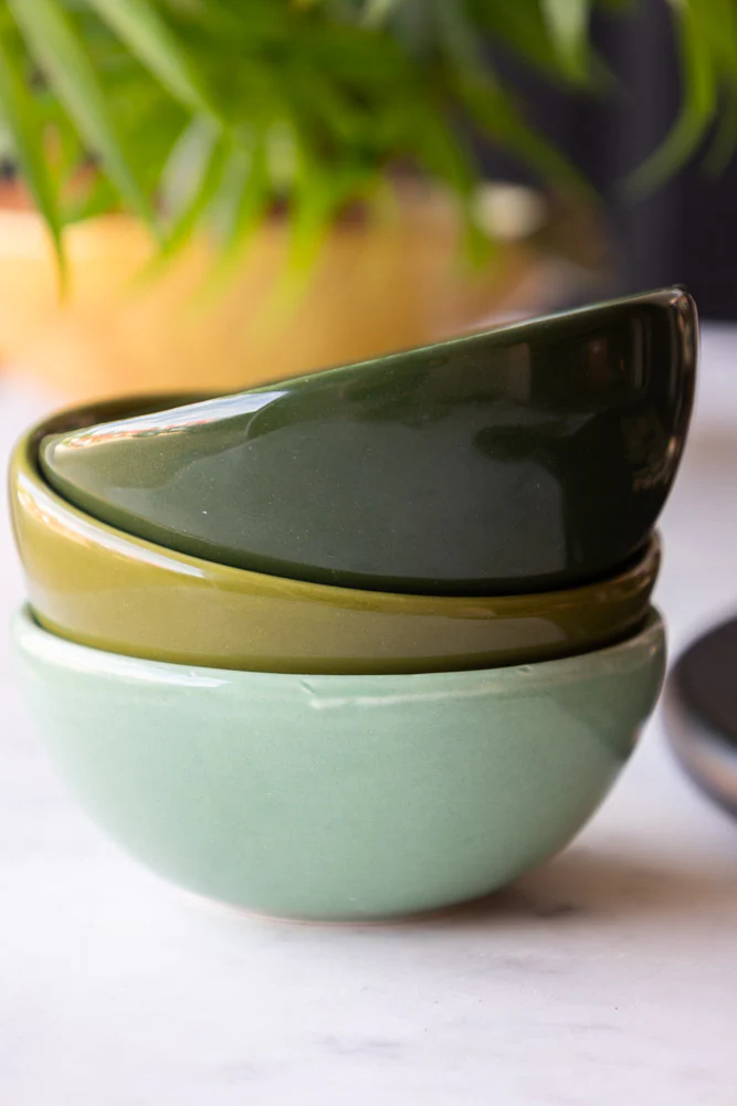 Set of 3 Green Ceramic Dipping Bowls - Image 2