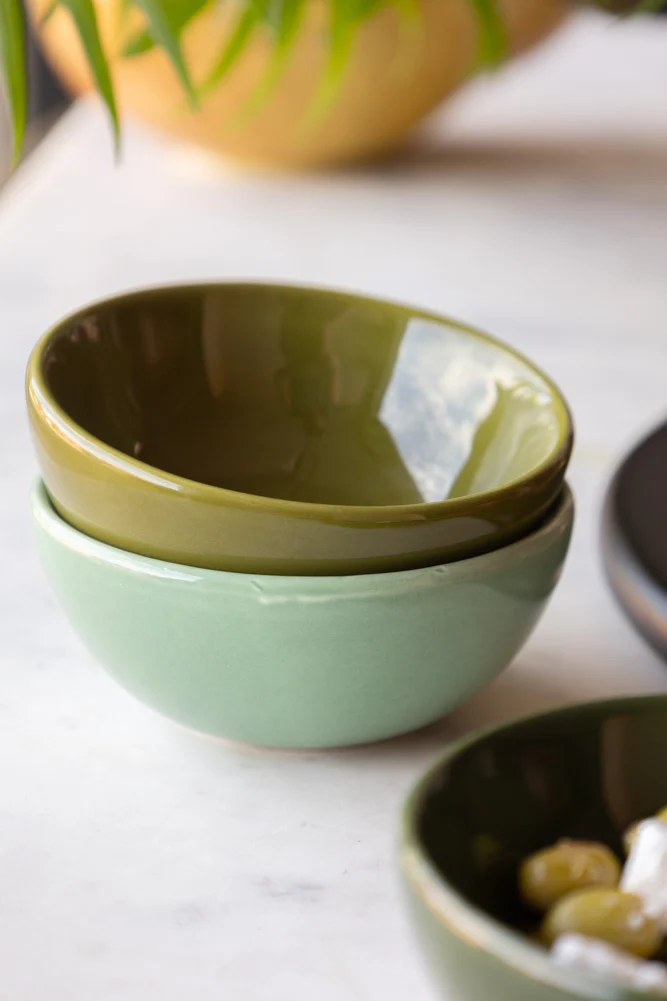 Set of 3 Green Ceramic Dipping Bowls - Image 4