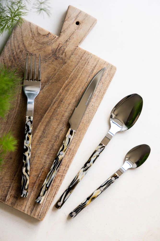 Set of 4 Marble-Effect Cutlery Set - Image 4