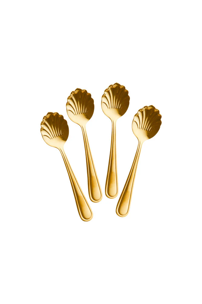 Set of 4 Gold Shell Teaspoons - Image 7